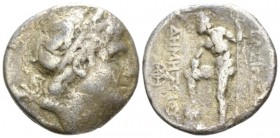 Kingdom of Macedon, Demetrios Poliorketes 294-288 Chalkis Tetradrachm circa 291-290, AR 25.5mm., 16.34g. Diademed and horned head r. Rev. Poseidon Pel...