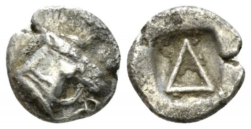 Corinthia, Corinth Diobol circa 475-450, AR 11mm., 0.83g. Head of Pegasus r. Rev...