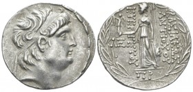 The Seleucid Kings, Antiochus VII Evergetes, 138-129 Damaskos Tetradrachm circa 133-132, AR 30mm., 16.26g. Diademed head r. Rev. Athena standing l., h...