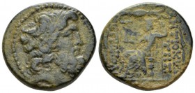 Seleucis ad Pieria, Antioch Bronze I cent., Æ 24.5mm., 12.64g. Laureate head of Zeus r. Rev. Zeus Nikephoros seated l.; cornucopia before; all within ...