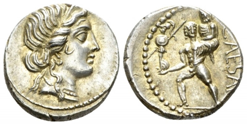 Iulius Caesar. Denarius Asia 48-47, AR 17mm., 3.83g. Diademed head of Venus r. R...