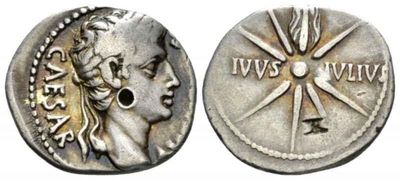 Octavian as Augustus, 27 BC – 14 AD Denarius Caesaraugusta (?) circa 19-18, AR 1...