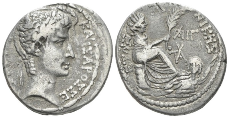 Octavian as Augustus, 27 BC – 14 AD Tetradrachm Antioch circa 2-1 BC, AR 27mm., ...