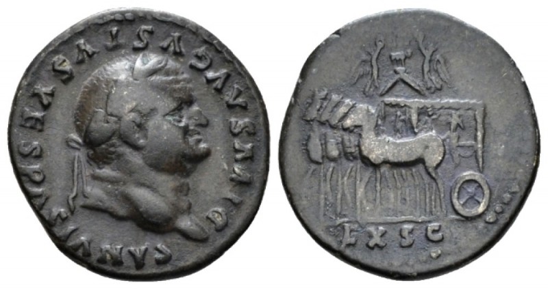 Vespasian, 69-79 Denarius circa 80-81, AR 17.5mm., 3.27g. Laureate head r. Rev. ...