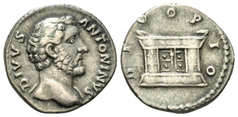 Antoninus Pius, 138-161 Denarius after 161, AR 17mm., 3.40g. Bare head r. Rev. A...