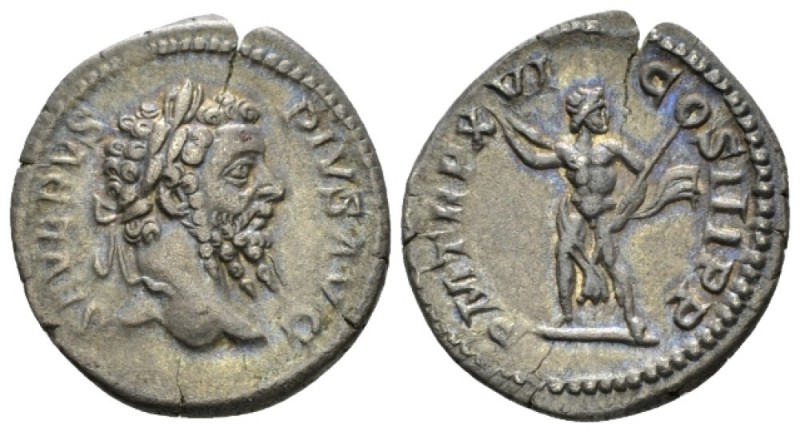 Septimius Severus, 193-211 Denarius circa 202-210, AR 19mm., 3.30g. Laureate hea...