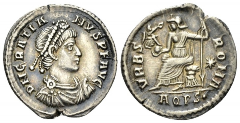 Gratian, 367-383 Reduced Siliqua Aquileia circa 375-378, AR 19.5mm., 2.13g. Pear...