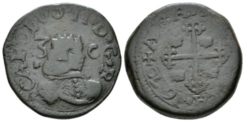 Cagliari, Carlo II di Spagna, 1665-1700. 3 Cagliaresi 1670, AR 24mm., 11.92g. MI...