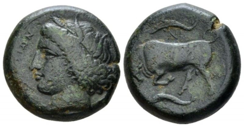 Sicily, Syracuse Bronze circa 317-310, Æ 21.5mm., 10.18g. Head of Persephone l.,...
