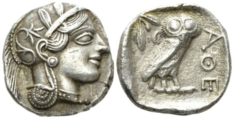 Attica, Athens Tetradrachm after 449, AR 26.5mm., 16.68g. Head of Athena r., wea...