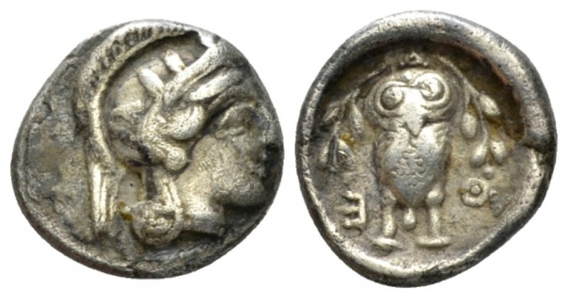 Attica, Athens Triobol after 449, AR 12.5mm., 2.05g. Helmeted head of Athena r. ...