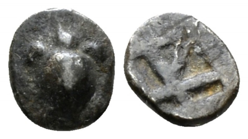 Aegina, Aegina Hemiobol circa 480-457, AR 8.5mm., 0.50g. Sea turtle seen from ab...