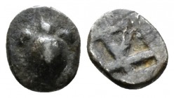 Aegina, Aegina Hemiobol circa 480-457, AR 8.5mm., 0.50g. Sea turtle seen from above. Rev. Skew incuse pattern. McClean 6036. SNG Delepierre 1521. Milb...