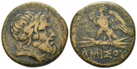 Pontus, Amisus Bronze circa 100-85, Æ 26.5mm., 19.52g. Laureate head of Zeus r. Rev. Eagle standing l., head r., on thunderbolt. RG 14. SNG BM Black S...