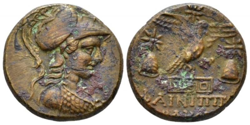 Phrygia, Apameia Bronze circa 100-50, Æ 22.5mm., 7.38g. Bust of Athena r., weari...