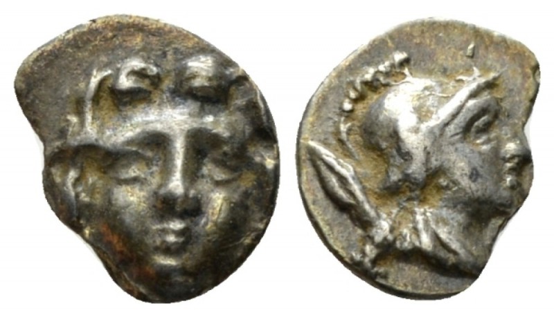 Pisidia, Selge Obol circa 300-190, AR 11.5mm., 0.66g. Facing gorgoneion. Rev. He...