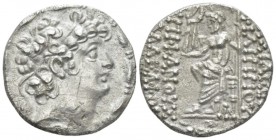 The Seleucid Kings, Philip I Philadelphus, 95-75 Antioch Tetradrachm circa 95-75, AR 25mm., 15.12g. Diademed head r. Rev. Zeus Nikephoros seated l; al...