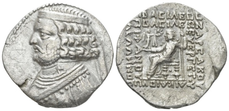 Parthia, Seleukeia on the Tigris Tetradrachm circa 57-38, AR 30mm., 12.17g. Diad...
