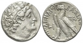 The Ptolemies, Cleopatra III and Ptolemy IX Soter II, 116-107 Alexandria Tetradrachm circa 108-107, AR 24mm., 12.94g. Diademed head of Ptolemy r., wea...