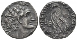The Ptolemies, Ptolemy X Alexander I, 101-88. Alexandria Tetradrachm circa 96-95 BC, AR 25mm., 13.37g. Diademed head r., wearing aegis around neck. Re...