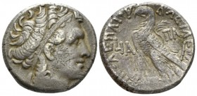 The Ptolemies, Cleopatra VII Thea Neotera, 51-30 Alexandria Tetradrachm circa 42-41 (year 11), AR 25.5mm., 13.68g. Diademed bust of Ptolemy I r., wear...