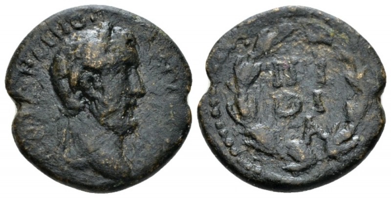 Phocis, Delphi Antoninus Pius, 138-161 Bronze circa 138-161, Æ 20mm., 6.06g. Lau...