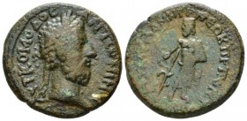 Pontus, Amasia Commodus, 177-192 Bronze circa 177-192, Æ 27mm., 11.55g. Laureate bust r. Rev. Asklerpius standing l., holding serpent-staff. Delaison ...