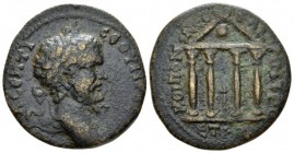 Pontus, Neocaesarea Septimius Severus, 193-211 Bronze circa 209-210, Æ 28mm., 14.57g. Laureate bust r. Rev. Cult image of uncertain deity on tall base...