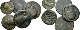 Mysia, Cyzicus Lucius Verus, 161-169 lot of 5 Bronzes circa 161180, Æ 20mm., 81.56g. Lot of 5 bronzes. L. Verus, M. Aurelius and pseudo-autonomous iss...