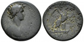 Lydia, Thyatira Bronze circa 200-150, Æ 26mm., 9.51g. Bust of Artemis Boreitene, r. Rev.Eagle standing on bone, facing, head, upwards, spreading wings...