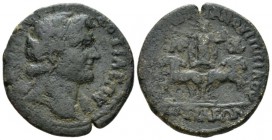 Phrygia, Colossae Bronze II cent., Æ 27.5mm., 10.65g. Laureate head of the Demos r. Rev. Helios standing in galloping quadriga, facing, wearing radiat...
