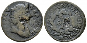 Phrygia, Hirapolis Pseudo-autonomous. Bronze III cent., Æ 24.5mm., 6.29g. Draped bust of the senate r., countermark, Male figure standing r., holding ...