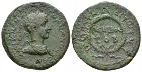 Pamphilia, Aspendus Gordian III, 238-244 Bronze circa 238-244, Æ 32.5mm., 20.82g. Laureate, draped and cuirassed bust r. Rev. Legend within laurel wre...