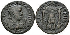 Pamphilia, Perge Gallienus, 253-268 Bronze circa 253-268, Æ 29.5mm., 16.40g. Radiate, draped and cuirassed bust r., in front, I. Rev. Cult idol of Art...