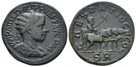 Pisidia, Antioch Gordian III, 238-244 Bronze circa 238-244, Æ 27mm., 11.63g. Radiate, draped and cuirassed bust r. Rev. CAES ANTIOCH COL The Emperor d...