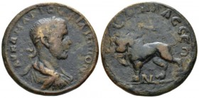 Pisidia, Sagalassus Philip II, 247-249 Dekassarion circa 247-249, Æ 34.5mm., 21.44g. Laureate, draped, and cuirassed bust r. Rev. Lion standing l., he...