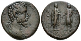 Syria, Heliopolis Septimius Severus, 193-211 Bronze 193-211, Æ 25mm., 13.43g. Laureate, draped, and cuirassed bust r. Rev. Caracalla and Geta facing e...