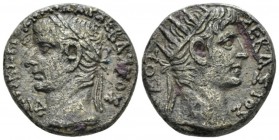 Egypt, Alexandria Tiberius, 14-37 Tetradrachm circa 27-28 (year 14), billon 23.5mm., 12.28g. Laureate head l. Rev. Radiate head of Augustus r. RPC 509...