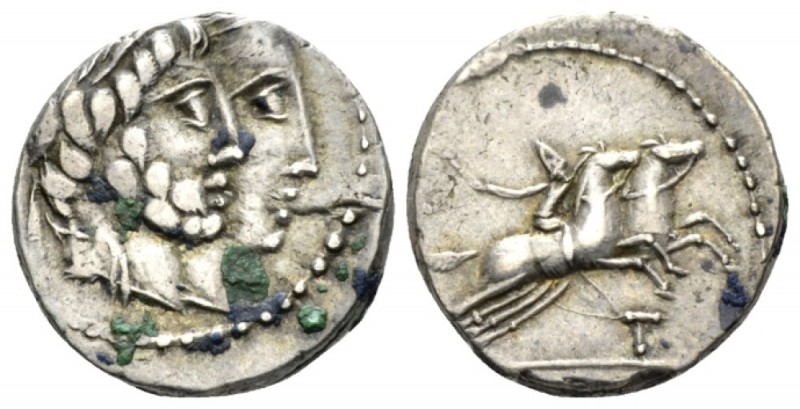 C. Marcius Censorinus. Denarius 88, AR 16.5mm., 3.94g. Jugate heads r. of Numa P...