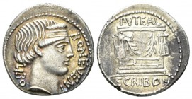 L. Scribonius Libo. Denarius 62, AR 19.5mm., 4.05g. Head of Bonus Eventus r.; before, BON EVENT; behind, LIBO. Rev. Puteal Scribonianum in Roman Forum...