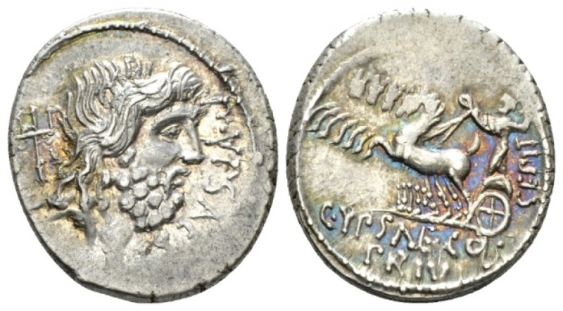 M. Nonius Sufenas. Denarius 59, AR 17.5mm., 4.02g. SVFENAS – S·C Head of Saturn ...