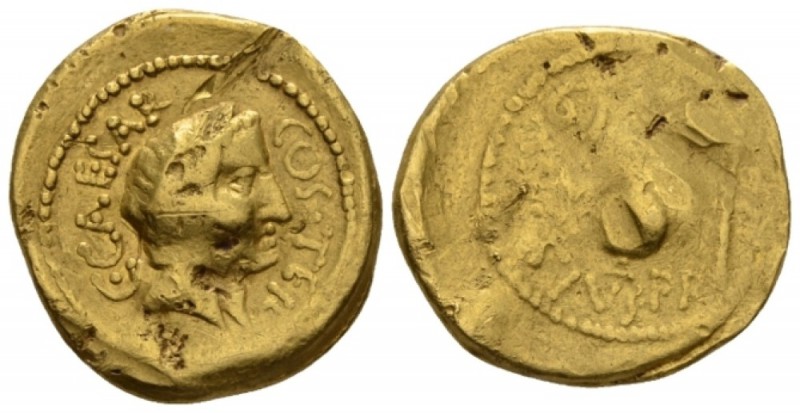 Julius Caesar and A. Hirtius Praetor Aureus circa 46, AV 20.5mm., 7.85g. C CAESA...