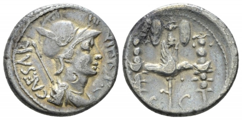 C. Caesar Octavianus. Denarius mint moving with Octavian 42, AR 18mm., 3.88g. He...