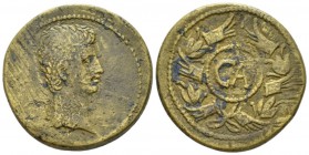Octavian as Augustus, 27 BC – 14 AD Bronze Uncertain of Asia Minor circa 25 BC, Æ 29mm., 12.82g. Bare head r. Rev. Large C•A within dotted circle with...