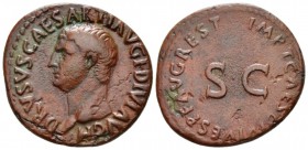 In the name of Drusus, son of Tiberius As circa 80-81, Æ 27.5mm., 9.60g. DRVSVS CAESAR TI AVG F DIVI AVG N Bare head l. Rev. IMP T CAES DIVI VESP F AV...