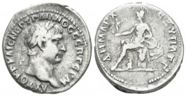 Trajan, 98-117 Tridrachm Caesarea-Eusebia circa 100, AR 23mm., 10.94g. Laureate head r. Rev. Roma seated left on cuirass, holding Victory in right han...