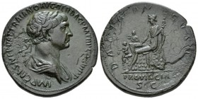 Trajan, 98-117 Sestertius circa 112-114, Æ 33.5mm., 24.66g. IMP CAES NERVAE TRAIANO AVG GER DAC P M TR P COS VI P P Laureate and draped bust r. Rev. D...