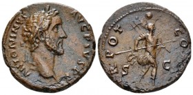 Antoninus Pius, 138-161 As circa 140-144, Æ 27.5mm., 10.49g. Laureate head r. Rev. Romulus standing r., holding spear and trophy. C 912. RIC 698.

A...