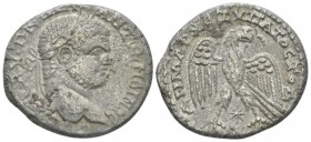 Caracalla, 198-217 Tetradrachm Antioch circa 215-217, AR 27.5mm., 12.06g. laureate head r. Rev. Eagle standing facing on small club r., head r., with ...