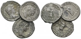 Caracalla, 198-217 Lot of three Denarii circa 198-217, AR 19mm., 10.18g. Lot of three denarii: RIC 252, RIC 102 and RIC 208
 
 Toned, Good Very Fine...